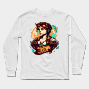 Steampunk Pilot Female Powering the past fueling the Future Long Sleeve T-Shirt